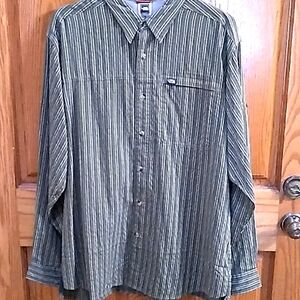 North Face olive/gray shirt